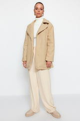 Beige Oversize Wide Cut Belted Bouquet Coat Twoaw24kb00057