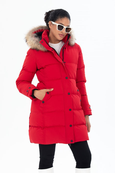 Women's Long Removable Fur Hooded Padded Windproof Inflatable Coat 8658 Gfx8658