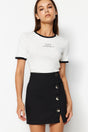 Black Buttoned Mini Woven Skirt Twoaw24et00276