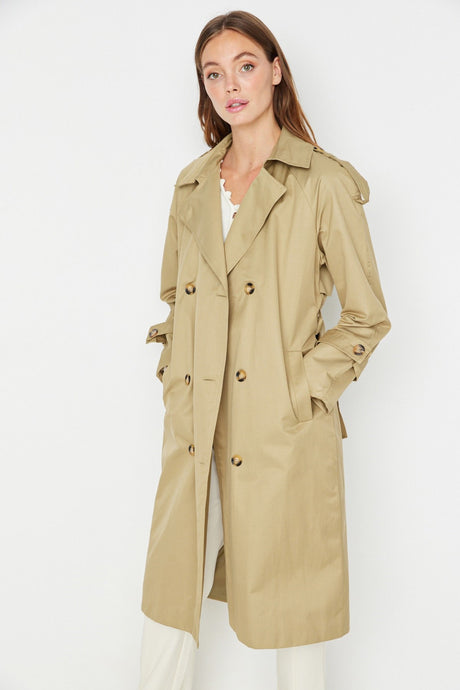 Beige Belted Water Repellent Trench Coat Twoss20tr0012