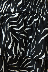 Black Animal Printed Ruffle Ribbed Stretch Knitted Skirt Twoss24et00144