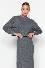 Knitted Bottom Top Suit With Anthracite Matching Fabric Twoaw24au00071