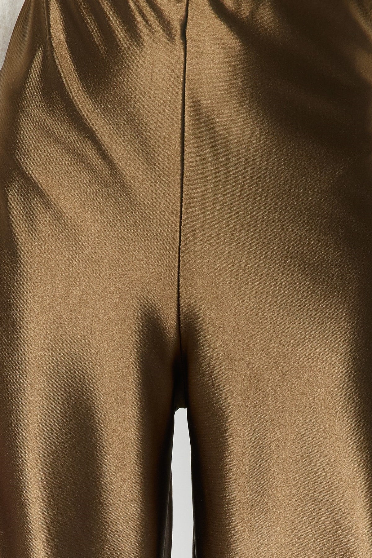 Khaki Premium Satin Wideleg/wide Leg Knit Pants Twoaw24pl00064