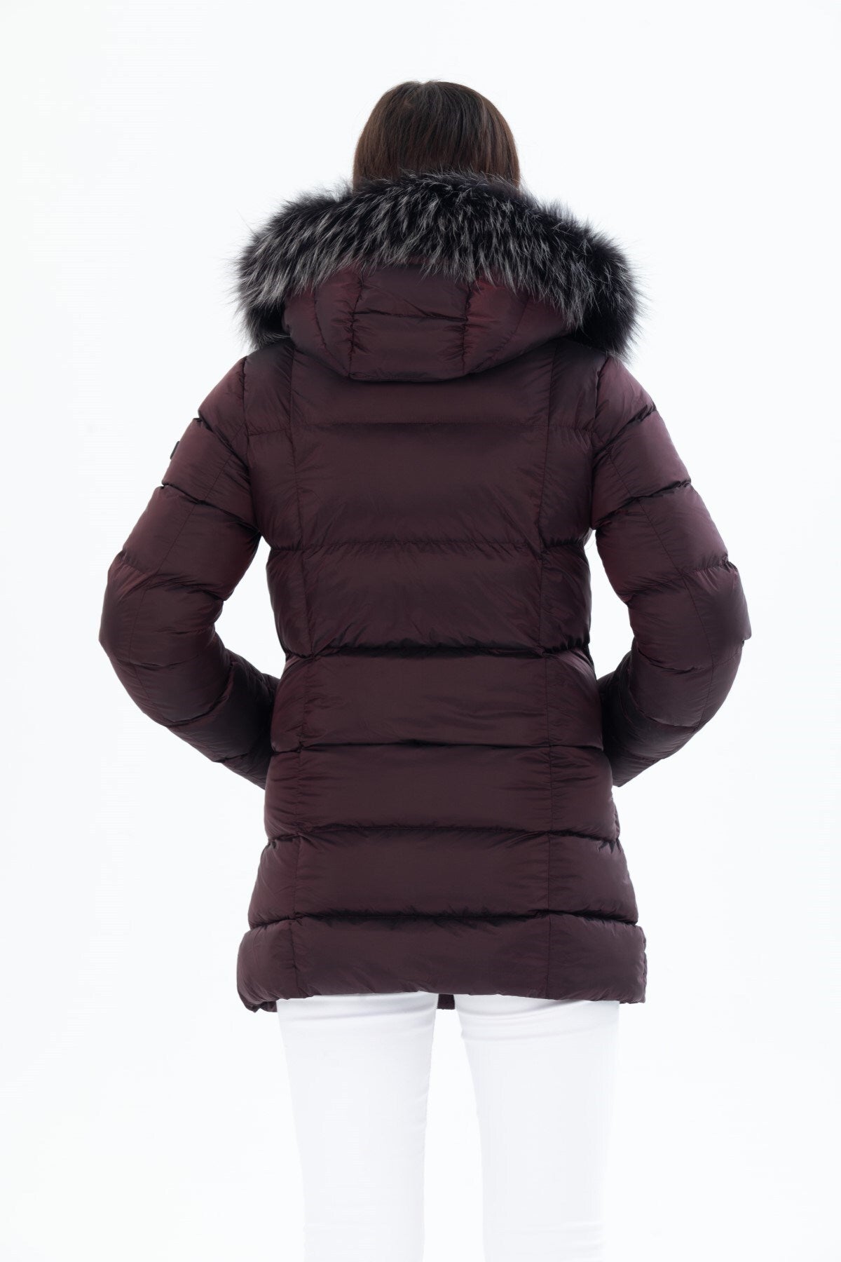 Women's Long Removable Fur Hooded Padded Windproof Water Repellent Inflatable Coat 8651 Gfx8651