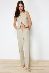 Mink Straight/straight Cut Ribbed Woven Pants Twoss24pl00009