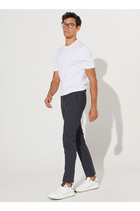 Men's Grey Slim Fit Slim Fit Slim Fit Cotton Stretchy Casual Trousers 4a0123200091