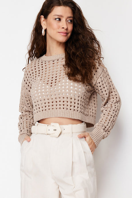 Mink Super Crop Opened/perforated Knitwear Sweater Twoss24kz00016