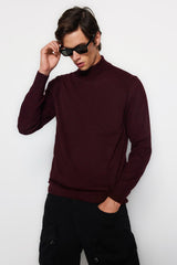 Khaki Men's Slim Fit Half Turtleneck Basic Knitwear Sweater Tmnaw21kz1595