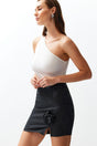 Anthracite Rose Detailed Striped Mini Skirt Tprss24et00003