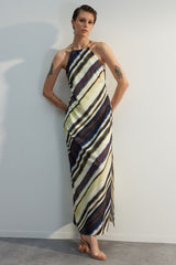 Multi Color Sleeveless Shift/straight Cut Maxi Lined Woven Dress Twoss23el02238