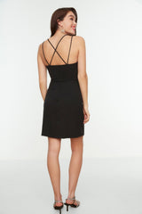 Black Strappy Elegant Evening Dress Tprss21el0093