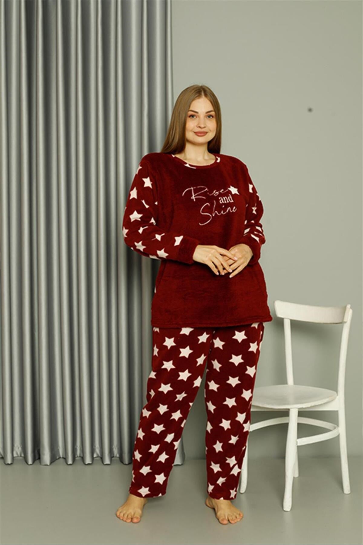 Welsoft Fleece Women Plus Size Powder Pajama Set 808042