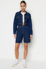 Dark Blue Denim Shorts & Bermuda Twoss23sr00094