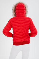 Women's Short Removable Fur Hooded Padded Water Repellent Inflatable Coat 8637 Gfx8637