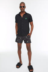 Black Mens Short Length Tropical Swimsuit Marine Shorts Tmnss22ds0003