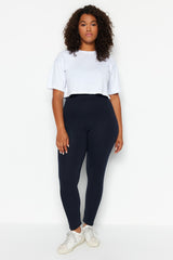 Navy Blue Knitted High Waist Booster Leggings Tbbss22ta0022