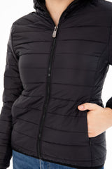 Women Quilted Seasonal Inflatable Coat Fixed Hooded Full Length Zipper 8398 Gfx8398