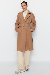 Mink Oversize Wide Cut Belt Long Woolen Cashmere Coat Twoaw22kb0015