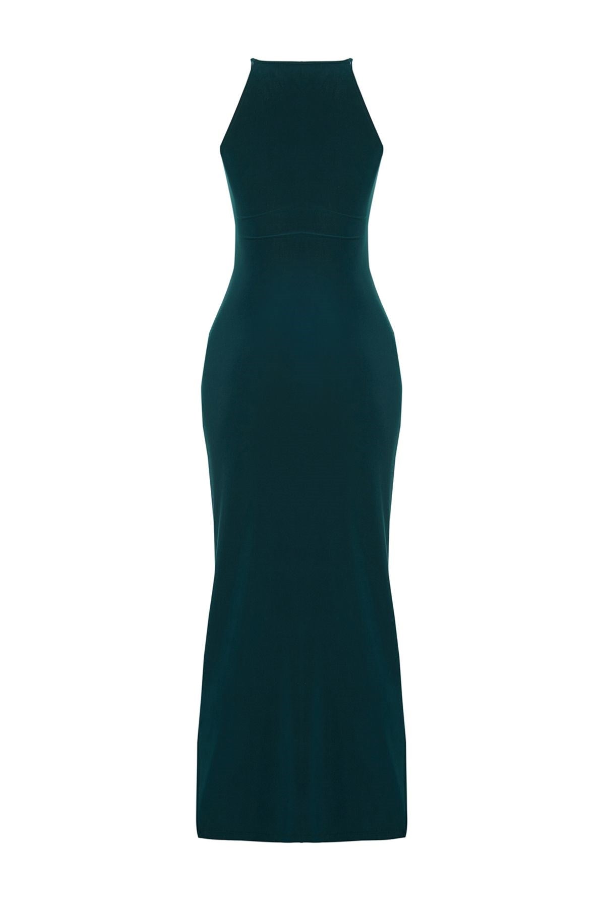 Black Limited Edition Halter Neckline Draped Body-fitting Flexible Maxi Pencil Dress Twoss24el00557