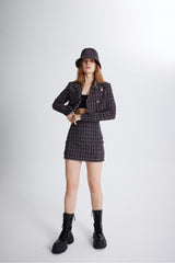 Tweed Fabric Mini Tweed Skirt Black Hlfw24-00004