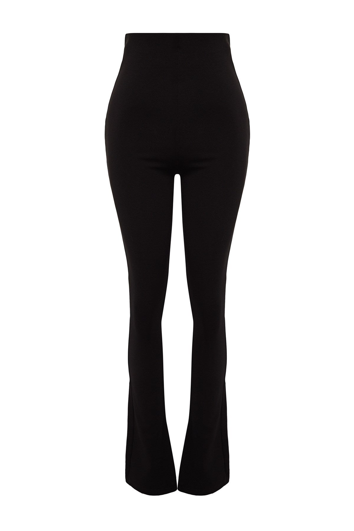 Black Slit High Waist Interlock Knitted Leggings Pants Twoaw24pl00122