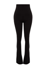 Black Slit High Waist Interlock Knitted Leggings Pants Twoaw24pl00122