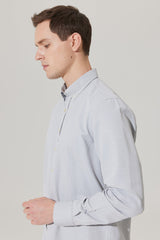 Men's Light Blue Slim Fit Slim Fit Buttoned Collar Chunky Shirt 4a2023100003