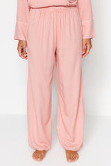 Beige Biye Detailed Viscose Woven Pajama Set Thmaw22pt1109