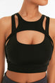 Black Backup/shaper Halter Collar Sports Bra Twoss22ss0042