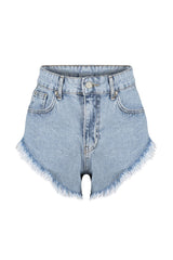 Blue Denim Tassel Denim Shorts & Bermuda Tbess24sr00004