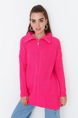 Ecru Thessaloniki Knitted Zipper Knitwear Sweater Tctaw23ak00017