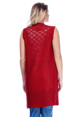 Women's Red Knitwear Vest 18a12066