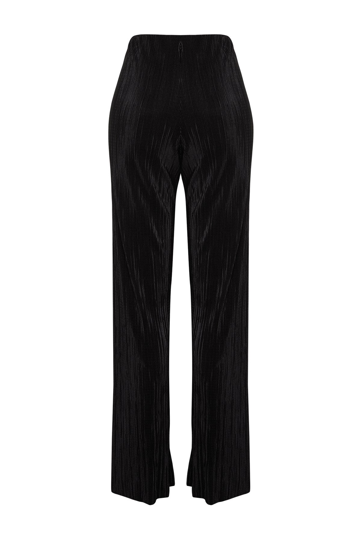 Black Pleated Wide Leg/wide Leg Lined Stretch Knit Pants Twoss24pl00033