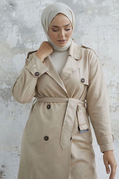 Scuba Suede Trench With Minka Belt - Taba Ms00an0011