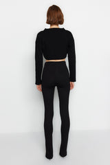 Black Slit Detailed Knitted Tall Pants Twoaw22pl0323