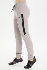 Women's White Ribbed Cotton Pockets Solid Color Casual And Sports Sweatpants 0807 Tb23wl05s0807-1