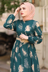 Brush Pattern Belted Burkini Dress - Oil Green Ms000mp001474