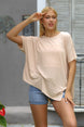 Orange Round Neck Bat Sleeve Knitted Asymmetric Blouse M10010200bl93150