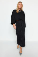 Black Gluing Stone Midi Knitted Skirt Twoaw24et00243