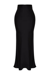 Black Fish Cut Satin Maxi Length Woven Skirt Twoaw24et00358