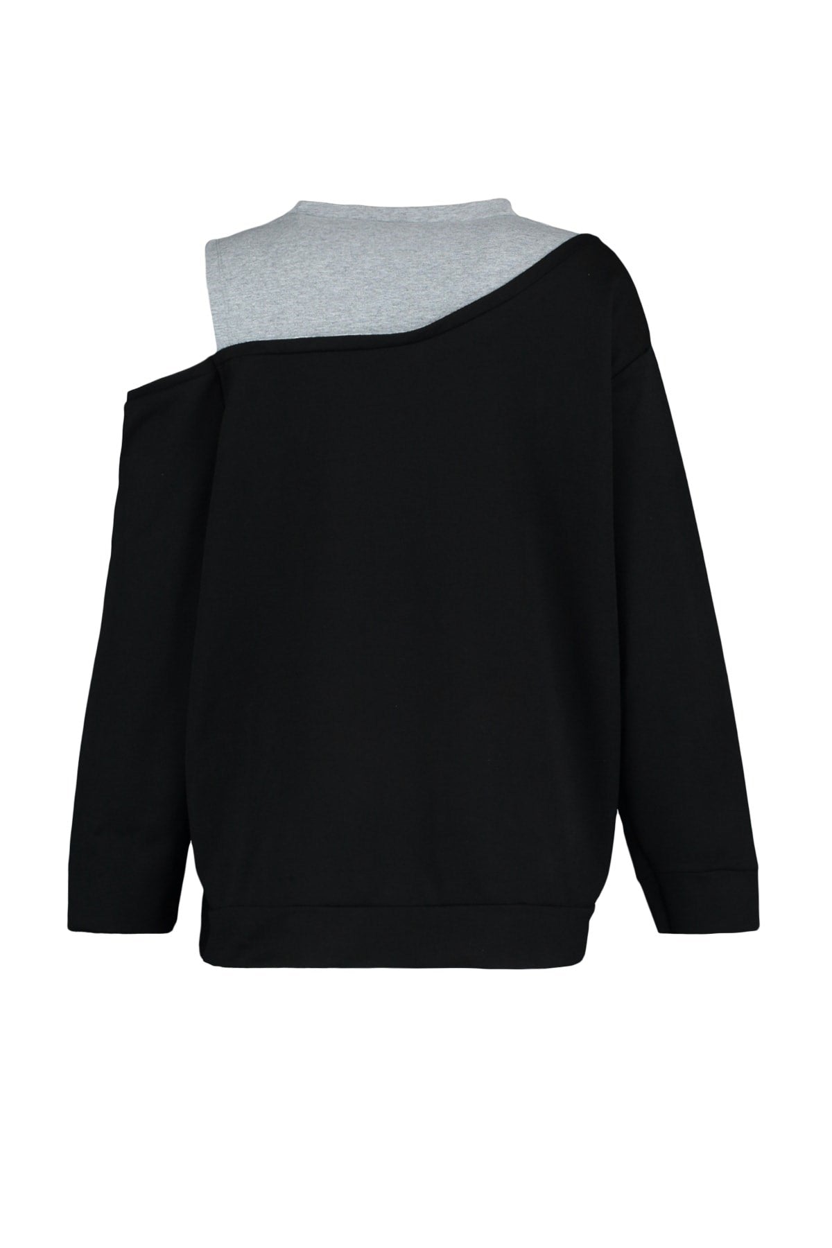 Black Crew Neck Shoulder Detailed Knitted Slim Sweatshirt Tbbaw23ao00020