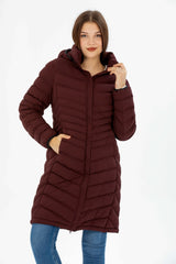 Women Long Removable Hooded Padded Water Repellent Inflatable Coat 8642 Gfx8642