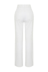 White Ripped High Waist Wide Leg Jeans Twoss24je00166