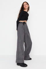 Anthracite Wide Leg/wide Leg High Waist Woven Pants Twoaw23pl00302