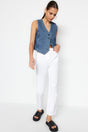 White High Waist Straight Jeans Twoss23je00235