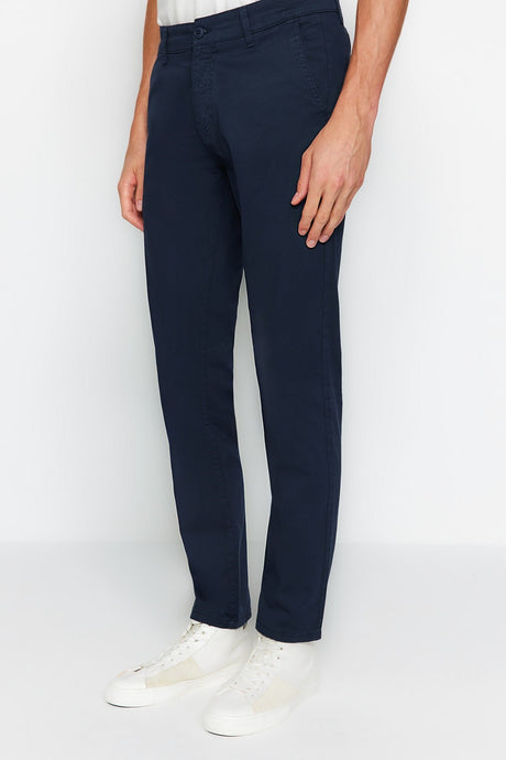 Navy Blue Men's Slim Fit Chino Pants Tmnaw24pl00000