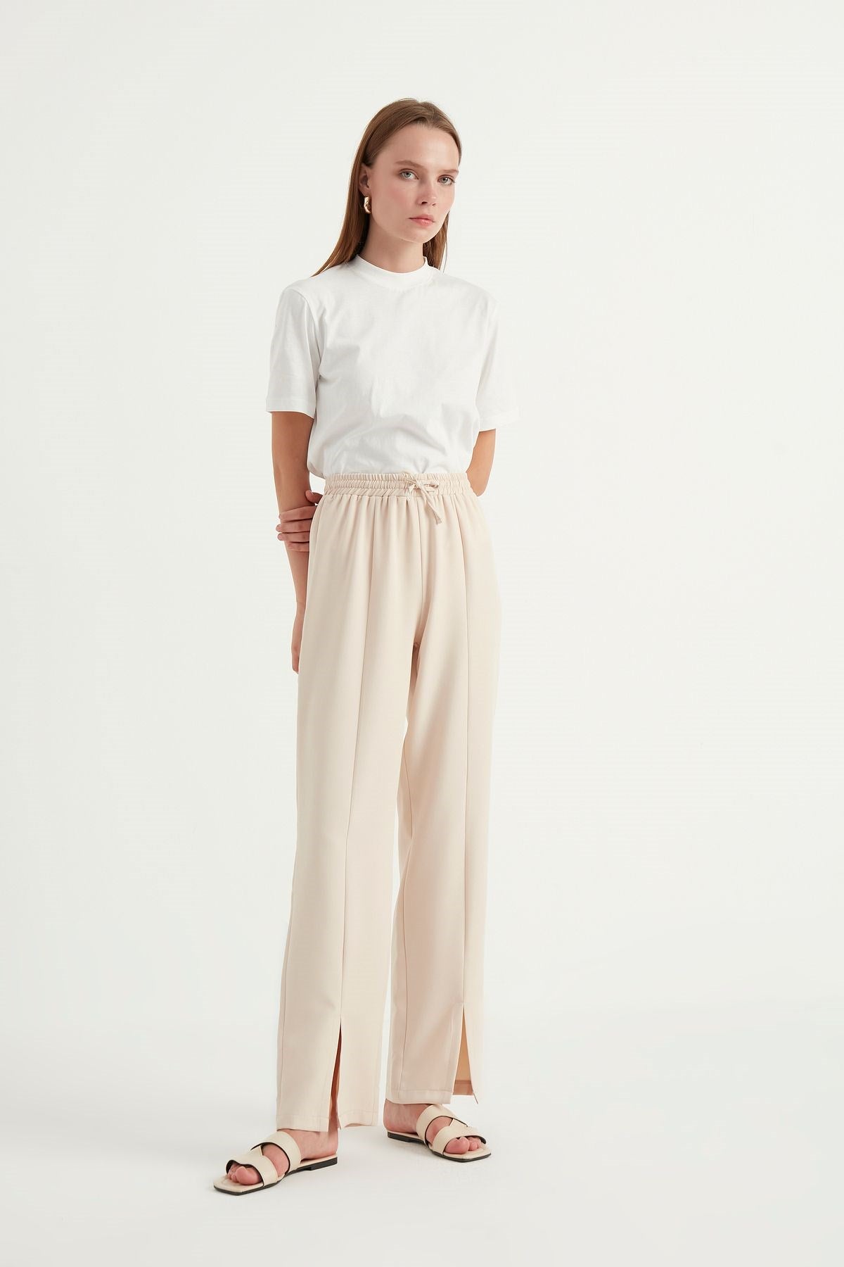 Mink Slit Crepe Pants Brgpntln001