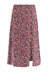 Tile Slit Detailed Floral Pattern Viscose Fabric Midi Woven Skirt Twoss20et0230