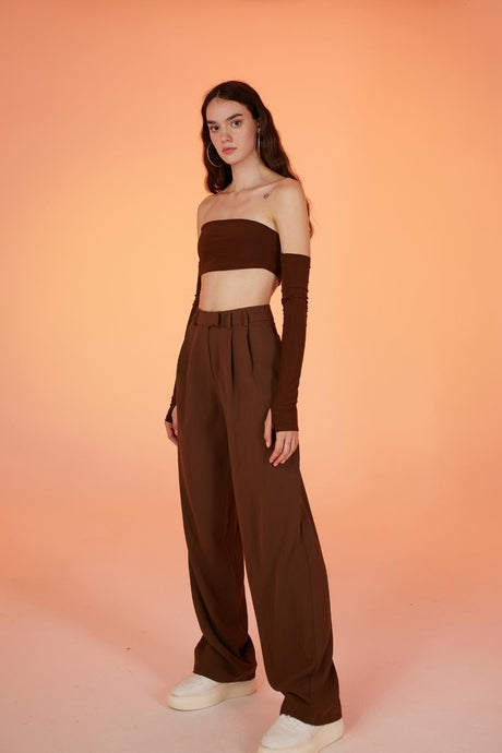 Palazzo Cut High Waist Palasia Pants Brown Hlpalasiapantolon