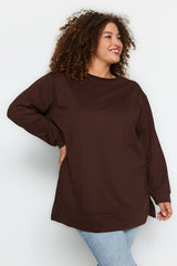 Camel Slit Detailed Thin Knit Sweatshirt Tbbss22sw0173